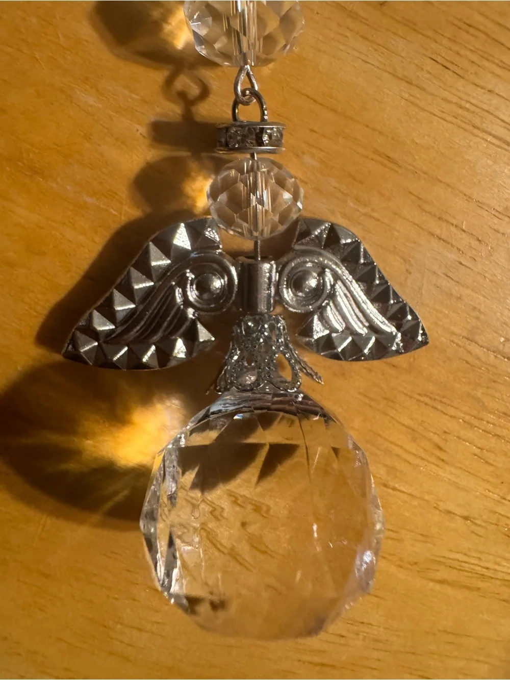 Angel Silver Tone Rhinestone Acrylic Metal Keychain